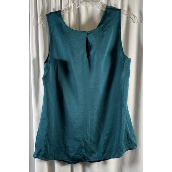 Violet & Claire Sleeveless Scrunched Front Blouse Teal M career preppy 73-46 - Picture 11 of 13